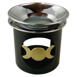 Räuchergefäß & Duftlampe Mond-Motiv Metall 3-teilig 8x9cm