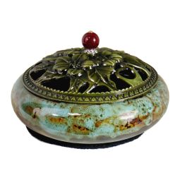 Räuchergefäß Glänzend Blau Marmoriert Keramik 14x6cm