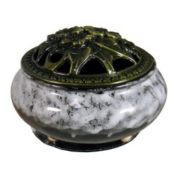 Räuchergefäß Glänzend Grau Schwarz Marmoriert Keramik 10x6,5cm