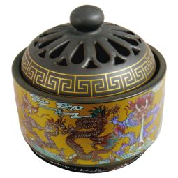 Luxus Räuchergefäß Drachenmotiv braun, gold 10x10cm