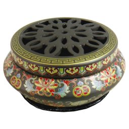 Luxus Räuchergefäß Lotus & chinesische Währung 6x12cm