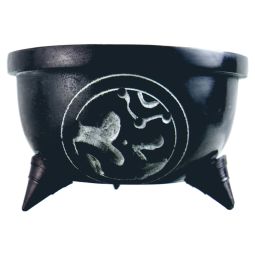 Räuchergefäß Om schwarz Speckstein & Steine 10,5 x 6,5 cm