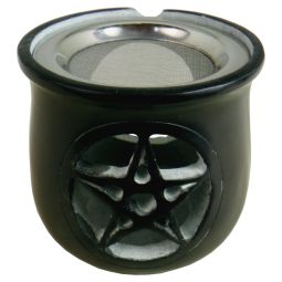 Räuchergefäß Pentagram schwarz Speckstein 8,5 x 9cm
