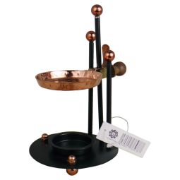 Räuchergefäß schwarz mit verstellbarer Kupferpfanne 2-teilig