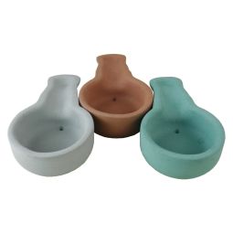 Sahumador Räuchergefäß rund mit Griff unifarben Ton H. 3,5cm