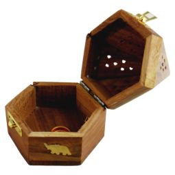 Räucherkegelbox Hexagon Motiv Elefant mit Verschluss