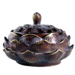 Räucherkegel Halter Lotus braun 11x7cm