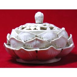 Räucherkegel Halter Lotus weiß 11x7cm