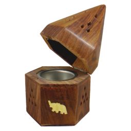 Räucherkegelbox Hexagon große Einlage Motiv Elefant