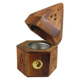 Räucherkegelbox Hexagon große Einlage Motiv Yin Yang