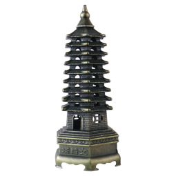 Räucherkegelbrenner chinesischer Turm 6-eckig Metall 9cm