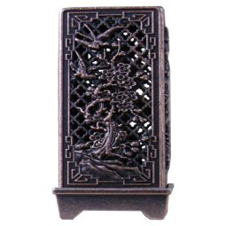 Räucherkegelbrenner chinesisches Muster 4-eckig Kupfer 6cm