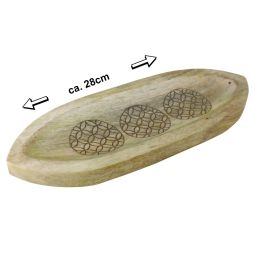 Räucherstäbchenhalter Boot groß Blume des Lebens Mangoholz 28cm