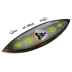 Räucherstäbchenhalter Boot Holz Chakra-Motiv bunt 29cm