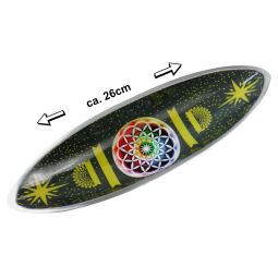 Räucherstäbchenhalter Boot Metall Blume des Lebens-Motiv bunt 26cm