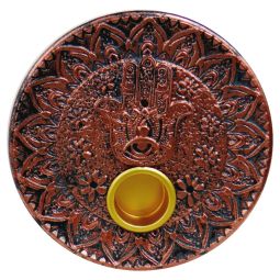 Räucherstäbchenhalter Schale Hamsa Hand rund bronze