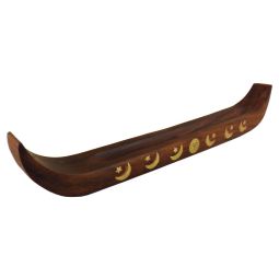 Räucherstäbchenhalter Langboot dunkelbraun Holz 39cm