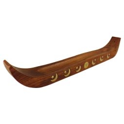 Räucherstäbchenhalter Langboot hellbraun Holz 39cm