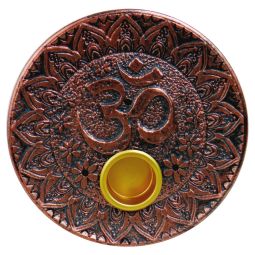Räucherstäbchenhalter Schale Om rund bronze