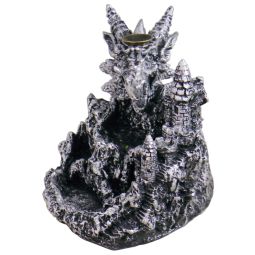 Rückfluss-Räuchergefäß Drachenburg Silber mit LED-Licht