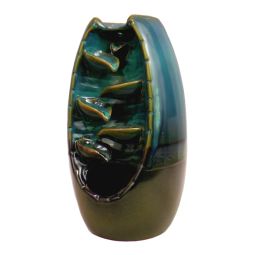 Rückflussräucherkegelgefäß 5 Stufen-Wasserfall in Vase moosgrün Keramik