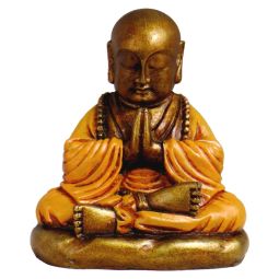 Shaolin Mönch Figur orange gold Polyresin 16 cm