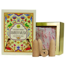 Sree Vani Golden India Backflow Cones/Rückflussräucherkegel Amber Musk