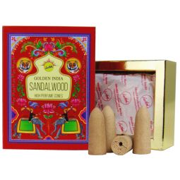 Sree Vani Golden India Backflow Cones/Rückflussräucherkegel Sandalwood