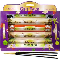 Tulasi Räucherstäbchen Set Musk (Moschus) Kit 6x20