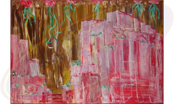 Abstraktes Acrylgemälde Glaspalast von Wanda Tauer