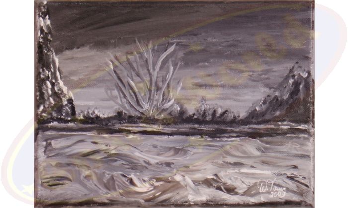 Acrylgemälde Aufgewühlt Schlammflut von Wanda Tauer