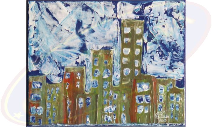 Abstraktes Acrylgemälde Eiskalt von Wanda Tauer