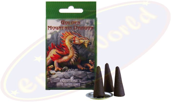 Elements Anne Stokes Golden Mountain Dragon Opium Räucherkegel