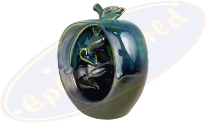 Rückfluss-Räucherkegel Gefäß Apfel mit Wasserfall blau