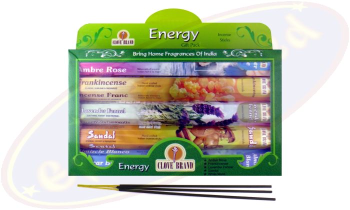 Clove Brand Energy 5 x 15 Räucherstäbchen Set