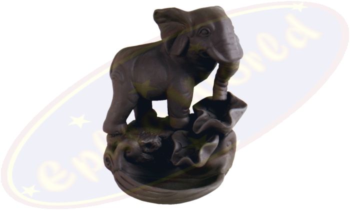 Elefant Rückfluss-Räucherkegelhalter dunkelbraun Keramik