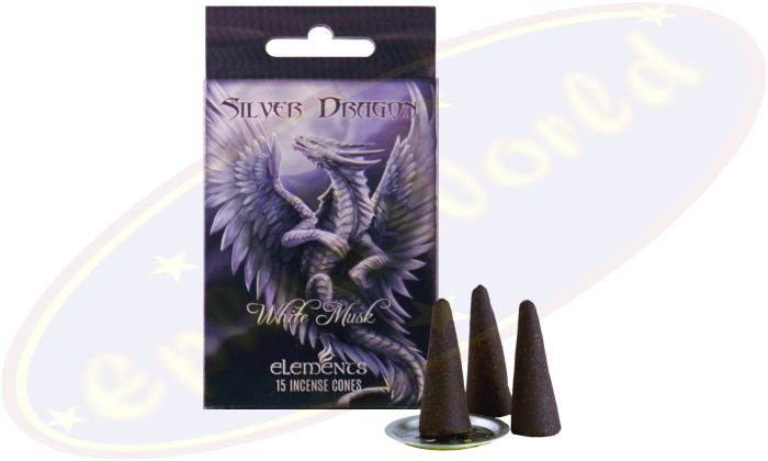 Elements Anne Stokes Silver Dragon White Musk Räucherkegel
