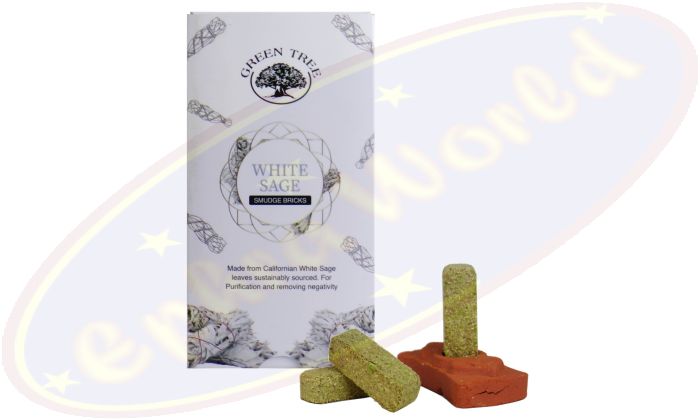 Green Tree White Sage Räucherbriketts 15 Stk. & Halter
