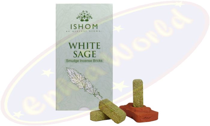 ISHOM White Sage Incense Bricks/Räucherbriketts 15 Stk. & Halter