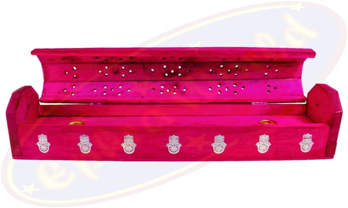 Komfort Räucherstäbchenhalter Box Hamsa Hands Pink