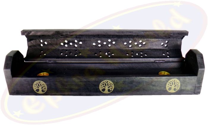Komfort Räucherstäbchenhalter Box Motiv Baum des Lebens schwarz