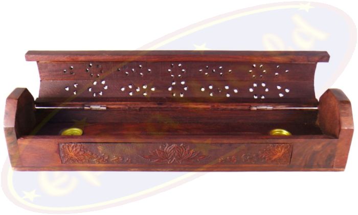 Komfort Räucherstäbchenhalterbox Lotus geschnitzt