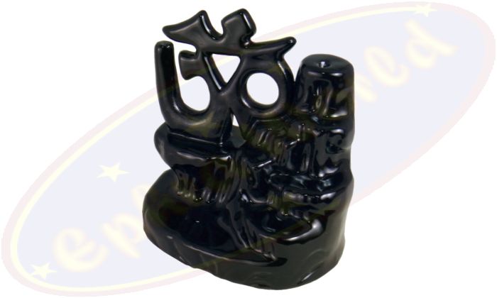 Rückfluss-Räucherkegelhalter Om schwarz Keramik