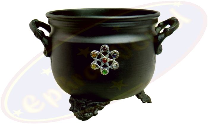 Räuchergefäß Schwarz Metal 11x9cm Symbol Chakra