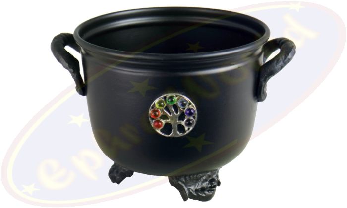 Räuchergefäß Schwarz Metal 11x9cm Symbol Baum des Lebens