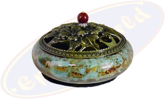 Räuchergefäß Glänzend Blau Marmoriert Keramik 14x6cm