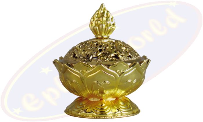 Räuchergefäß Lotus 2 teilig goldfarben 7,8x6,9cm Metall