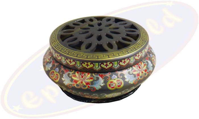 Luxus Räuchergefäß Lotus & chinesische Währung 6x12cm