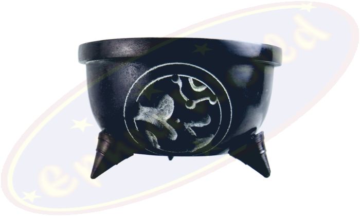 Räuchergefäß Om schwarz Speckstein & Steine 10,5 x 6,5 cm