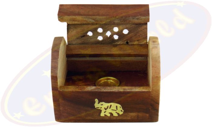 Räucherkegelbox Holz Motiv Elefanten